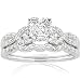 1.10 Ct Asscher Cut Diamond Wedding Rings Swirl Set VS2