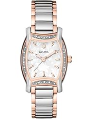 Bulova Womens 98R138 Diamond Case White Dial Bracelet Watch