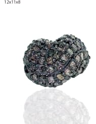 12*11*8mm Diamond Pave Nugget Shape Bead .925 Sterling Silver Jewelry