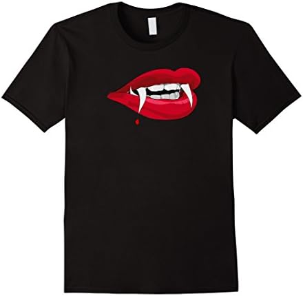 Men's Vampire Fangs and Lips T-Shirt Medium Black