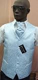 MEN'S QUALITY BLUE PAISLEY WEDDING WAISTCOAT SET(GIFT) **SAME DAY FREE POSTING**