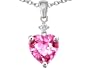 1.80 cttw 14K White Gold Plated 925 Sterling Silver Heart Shaped Created Pink Topaz Pendant - Gold Plated Silver