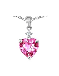 Original Star K (tm) 8mm Heart Shape Created Pink Sapphire Pendant in .925 Sterling Silver