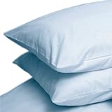 Linens Limited Polycotton Percale 180 Thread Count Housewife Pillow Cases, Light Blue, Pair