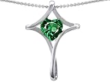Original Star K(tm) Large Christian Cross Of Love Pendant With 8mm Heart Shape Simulated Emerald in .925 Sterling Silver