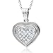 Invisible Set Princess Cut Diamond Heart Necklace in 14k White Gold (HI, SI2, 0.33 cttw)