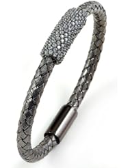 Sterling Silver & Cz Black Rhodium Plated Bangle