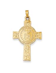 14k Yellow Gold Cross w/Air Force Insignia Pendant