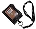 Improving Lifestyles Leather Neck ID Card Badge Holder Window ID side Zipper Pocket O Ring to Clasp Thick Soft Removeabl