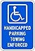 Parking Sign, 18 x 12In, WHT/BL, HDCP