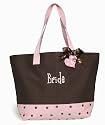 Mud Pie Wedding I Do Twill Tote, Bride, Chocolate Brown and Pink