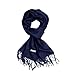 TZ Promise Plain Solid Color Cashmere Feel Classic Soft Luxurious Winter Scarf For Men Women (Navy Blue)