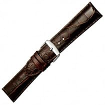 de Beer Chrono Baby Crocodile (22mm Long, Dark Brown, Silver Buckle)<br>