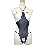 Exposed by Magic Silk Wavy Line Mesh Cupless Teddy. Lrg, Xl, Black $33.75