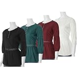 Girl Talk Lace Trim Puff Sleeve Junior Top