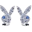 Playboy Bunny RHINESTONE Paved EARRINGS with BLUE Eye