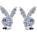 Playboy Bunny RHINESTONE Paved EARRINGS with BLUE Eye