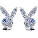Playboy Bunny RHINESTONE Paved EARRINGS with BLUE Eye