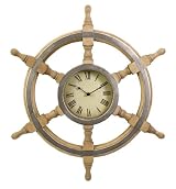 26'd Wood Ship Wheen Wall Clock