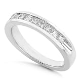 Wedding Band 0.75ctw Princess Cut Diamonds Ring HI/VS