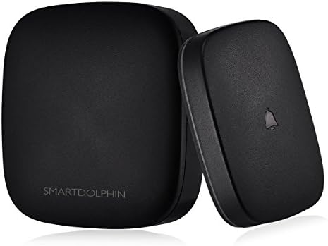 Smartdolphin® Long Range Waterproof Wireless Doorbell, Operating at 500-1000FT Range with 52 Chimes, 1 Plugin Door Chime and 1 Push Button included, No Batteries Required for Receivers (Black)
