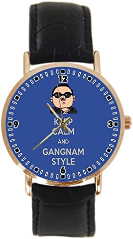 Gangnam Style PSY Korean Best Hot Music Custom Metal Sport Wrist Watch with Black Leather Band Unisex Design