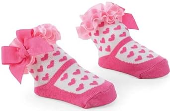 Mud Pie Newborn Baby Girl Pink Hearts On Socks