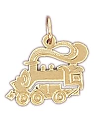 Dazzlers Solid 14k Gold Locomotive Train Charm Pendant Available in three colors from jewelsberry (weights: 0.9 grams only)