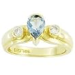 14K Yellow Gold Aquamarine and Diamond Ring