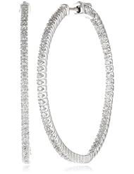 CZ by Kenneth Jay Lane 3 Cttw Thin Cubic Zirconia with Mechanical Closure Hoop Earrings