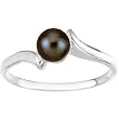 14K White Gold Akoya Cultured Black Pearl Ring - 5.50mm