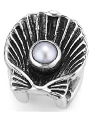 Bonn Bons® By Lori Bonn "Aw Shucks" Sterling Silver Pearl In Clam Slide Charms for Charm Bracelets