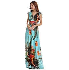 V-neck Sleeveless Floral Print Cotton/Silk Maxi Dress 