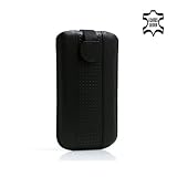 Produkt-Bild: System-S Leder Tasche Sleeve Case H&uuml;lle mit R&uuml;ckzugfunktion Ausziehhilfe Schwarz f&uuml;r Samsung S7220 Ultra Classic S7230 723 Wave S8000 Jet S8500 Wave