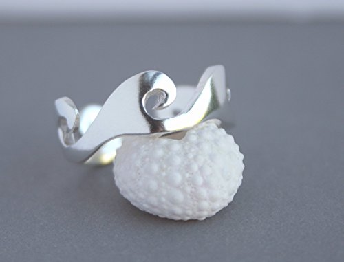 Wave Ring, Only Size 7.5 by Ali C Art Made in USA, Unique Handmade Sterling Silver Statement Ocean Jewelry, Alternative Wedding Bands, Keepsake Gift for Her Him Wife Husband Mother Daughter Love Beach