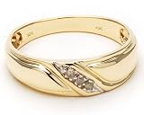 New Mens Genuine Diamond Ring, Yellow Gold Band