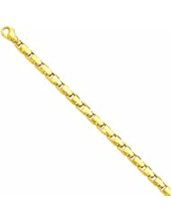 Genuine 14K Yellow Gold 6.5Mm 8.5In Solid Hand-Polished Fancy Link Bracelet 8.5 Inches 100% Satisfaction Guaranteed.