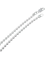 3MM Thick - Military Ball Link Bead Chain Necklace/Bracelet - Genuine .925 Solid Sterling Silver