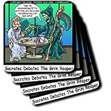 Londons Times Religion Heaven Hell Cartoons - Socrates Debates Grim Reaper On Unexamined Life - Coasters