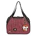 Chala Handbag Shoulder Purse Tote Bag with Animal Purse Charm (835GY) (Burgundy Fox)