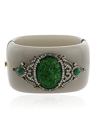 18kt Gold Diamond Pave Gemstone Bangle Bracelet Wedding Jewelry