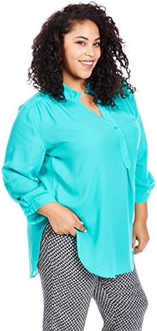 Womens PLUS Teenbell Chiffon Button Blouse Cnt8452sx (XL, JADE)