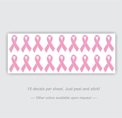 18 Breast Cancer Awareness Ribbons Helmet Decal Sticker - 0.88" W X 1.5" Tall