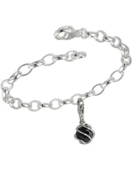 SilberDream Charms Bracelet Set - black globe in 925 Sterling Silver cage and 925 Silverbracelet FCA102