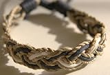 Semi-Adjustable Abaca Friendship Surfer Bracelet with Alternating Black and White Wax Cord