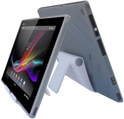 iShoppingdeals - Smoke TPU Rubber Skin Cover Case and Multi-Angle View Stand Holder for Sony XPERIA Tablet Z SGP311 / SGP312 10.1-Inch
