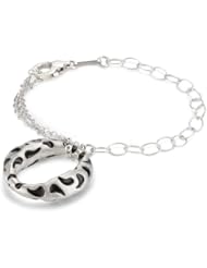Invicta "Divina" Rhodium-Plated with Black Enamel Charm Bracelet, 7.75"