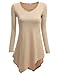 Doublju Women Handkerchief Hem Line Long Sleeve Lightweight Knitting Tunic Top