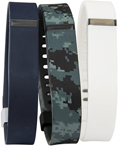 Fitbit Bands -Replacement Wristbands for Fitbit Flex - Accessory Bracelets with Clasp and Fasteners - Large Size, Camo, Blue, Navy, White-3 Pack By Wearable Fitness