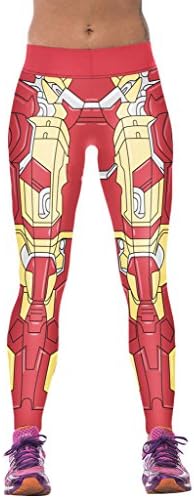 Womens 3d Digital Printed Red Robot Workout Capri Leggings Stretch Tights